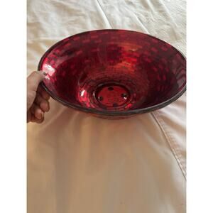 Red Glass Mosaic Decorative Bowl Holiday Christmas Home Decor